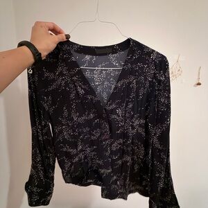 Women's Black Patterned Top